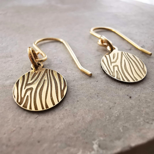 Gold Zebra Print Ear Wire Earrings - SKU 1751 - Sophellie Jewellery