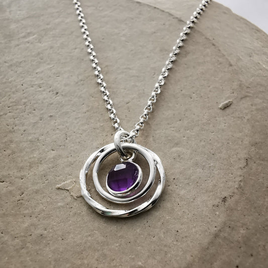 Mother's and Daughter's Silver Birthstone Necklace - SKU 2001 - Sophellie Jewellery