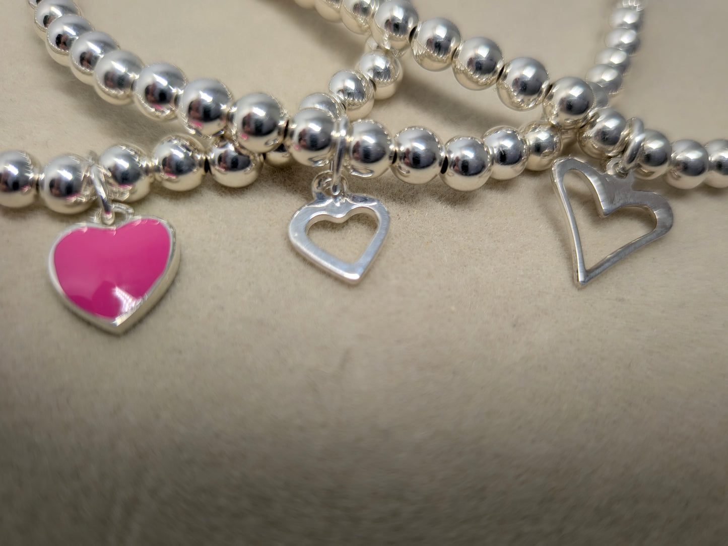 SWEETHEART Sterling Silver Heart Trio Bracelet Stack