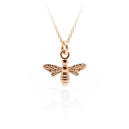 Rose Gold Bee and Hoop Pendant Necklace - SKU 1601 - Sophellie Jewellery