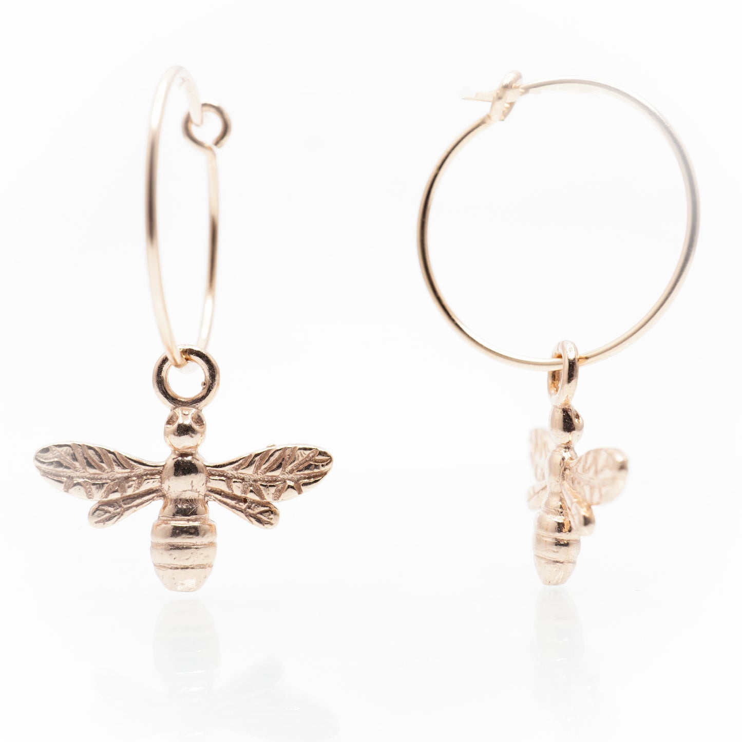 Rose Gold Bee Hoop Earrings - SKU 426 - Sophellie Jewellery