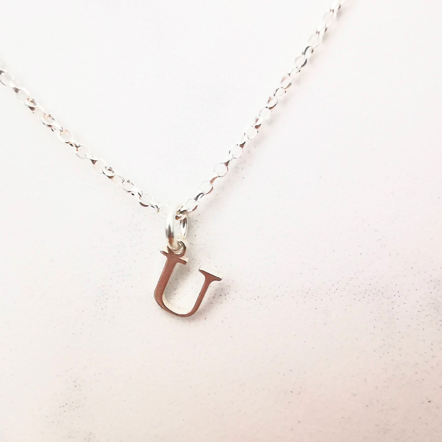 Silver Initial U Pendant Necklace - SKU 1633 - Sophellie Jewellery