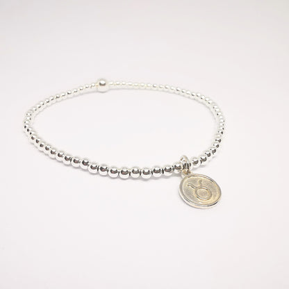 TAURUS Silver Beaded Bracelet