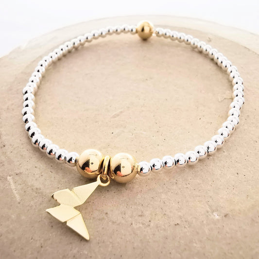 SOPHIA - Sterling Silver & Gold Bead Butterfly Bracelet - SKU 2237 - Sophellie Jewellery