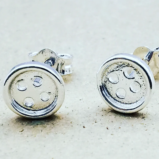 Sterling Silver Button Stud Earrings - SKU 1600 - Sophellie Jewellery