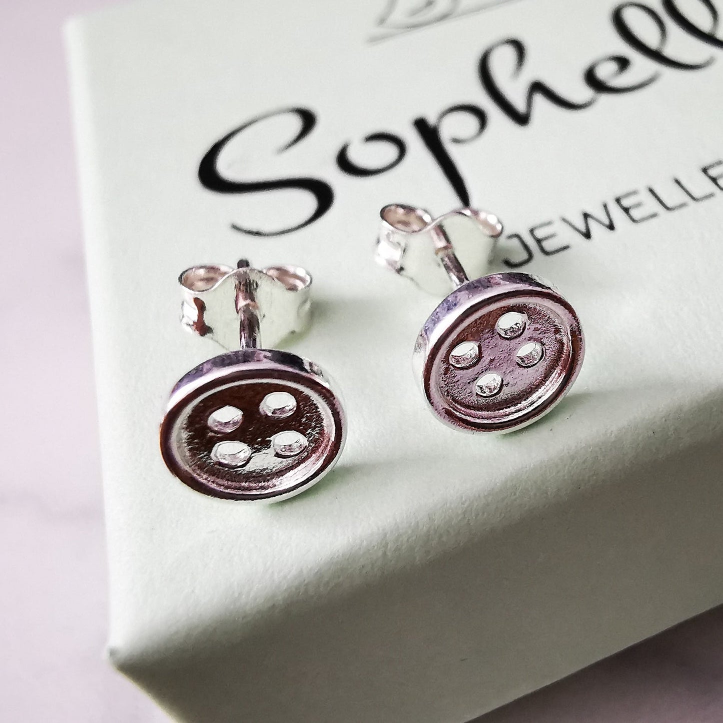 Sterling Silver Button Stud Earrings - SKU 1600 - Sophellie Jewellery