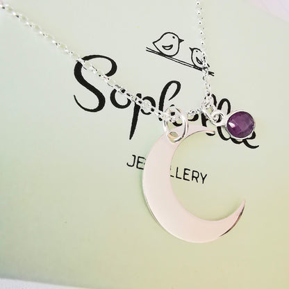 Sterling Silver Crescent Moon Necklace - SKU 968 - Sophellie Jewellery