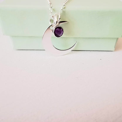 Sterling Silver Crescent Moon Necklace - SKU 968 - Sophellie Jewellery