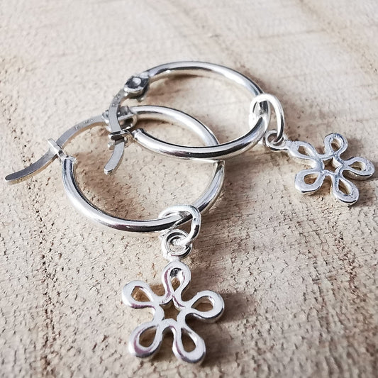 Sterling Silver Flower Hoop Earrings - SKU 1254 - Sophellie Jewellery