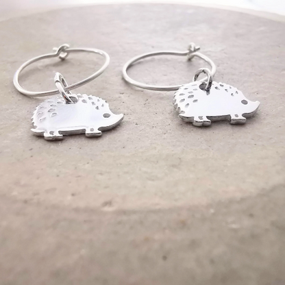 Sterling Silver Hedgehog Hoop Earrings - SKU 702 - Sophellie Jewellery