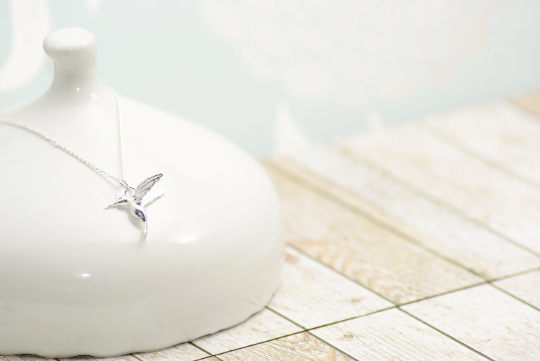 Sterling Silver Hummingbird Pendant Necklace - SKU 101 - Sophellie Jewellery