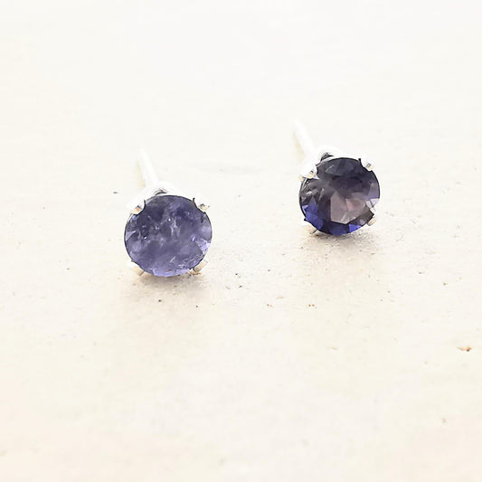 Sterling Silver Iolite Stud Earrings - SKU 1651 - Sophellie Jewellery