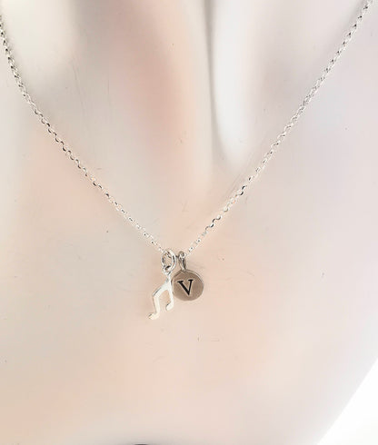 Sterling Silver Music Note and Initial Pendant Necklace - SKU 1222 - Sophellie Jewellery