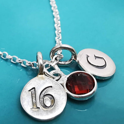 Sterling Silver Personalised 16th Milestone Necklace - SKU 1112 - Sophellie Jewellery