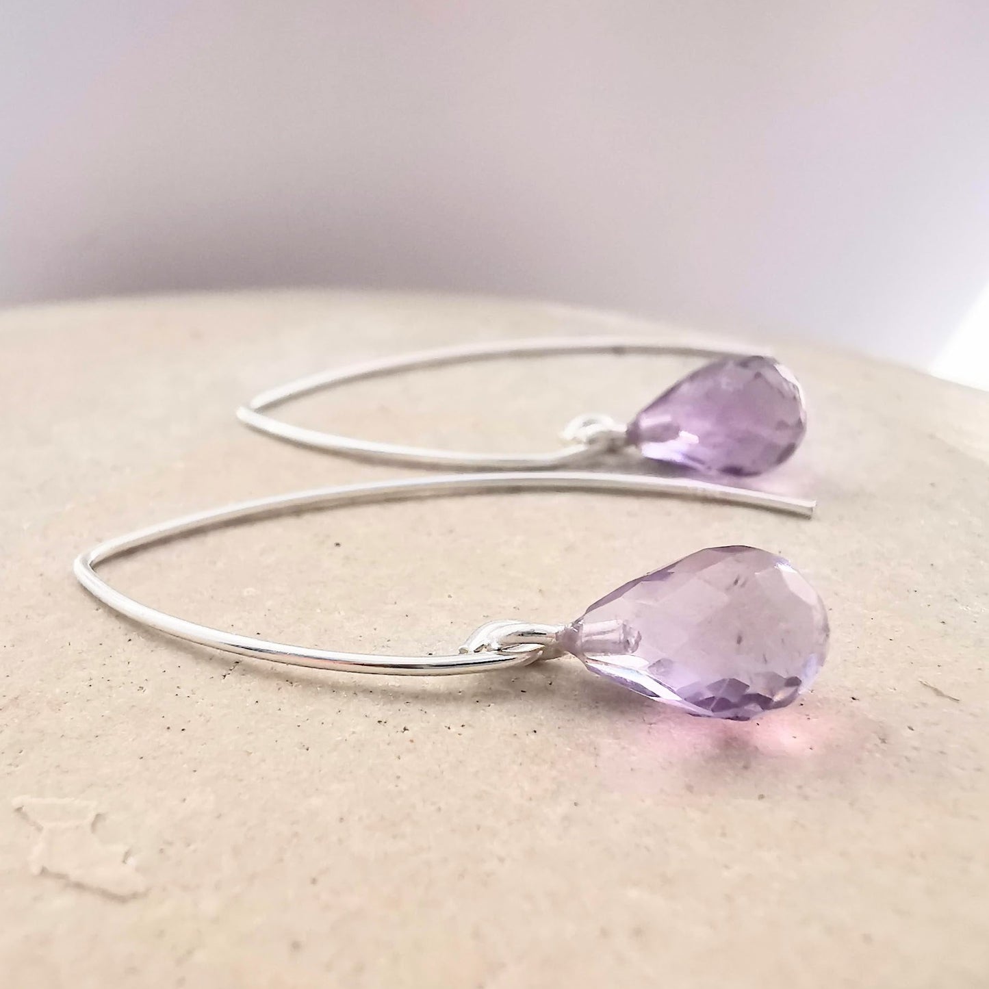 Sterling Silver Purple Amethyst Ear wire Earrings - SKU 1645 - Sophellie Jewellery