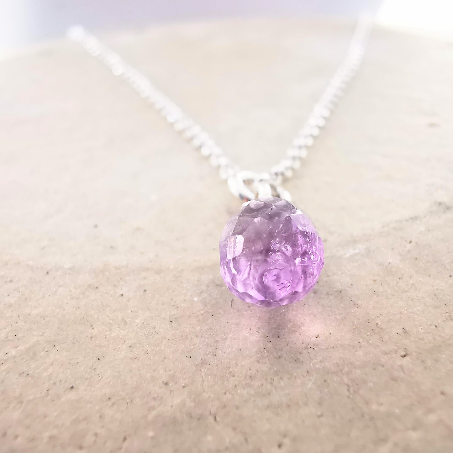 Sterling Silver Purple Amethyst Teardrop Pendant Necklace - SKU 1641 - Sophellie Jewellery