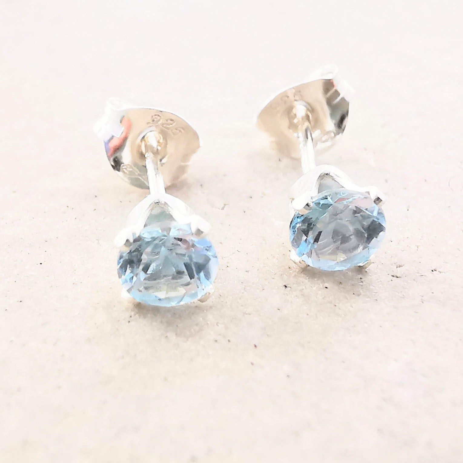 Sterling Silver Sky Blue Topaz Stud Earrings - SKU 1652 - Sophellie Jewellery