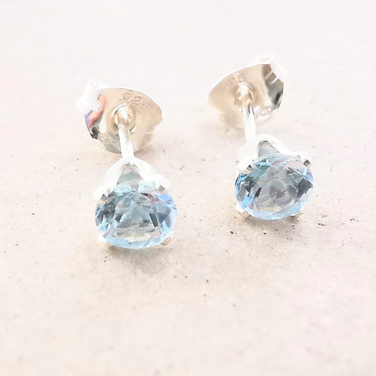 Sterling Silver Sky Blue Topaz Stud Earrings - SKU 1652 - Sophellie Jewellery