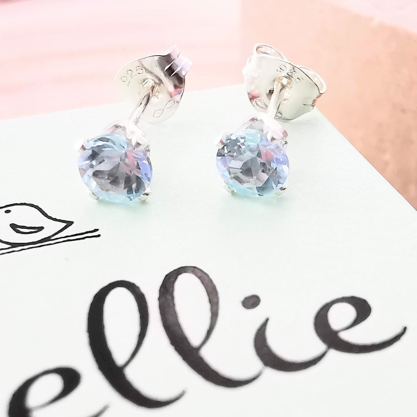 Sterling Silver Sky Blue Topaz Stud Earrings - SKU 1652 - Sophellie Jewellery