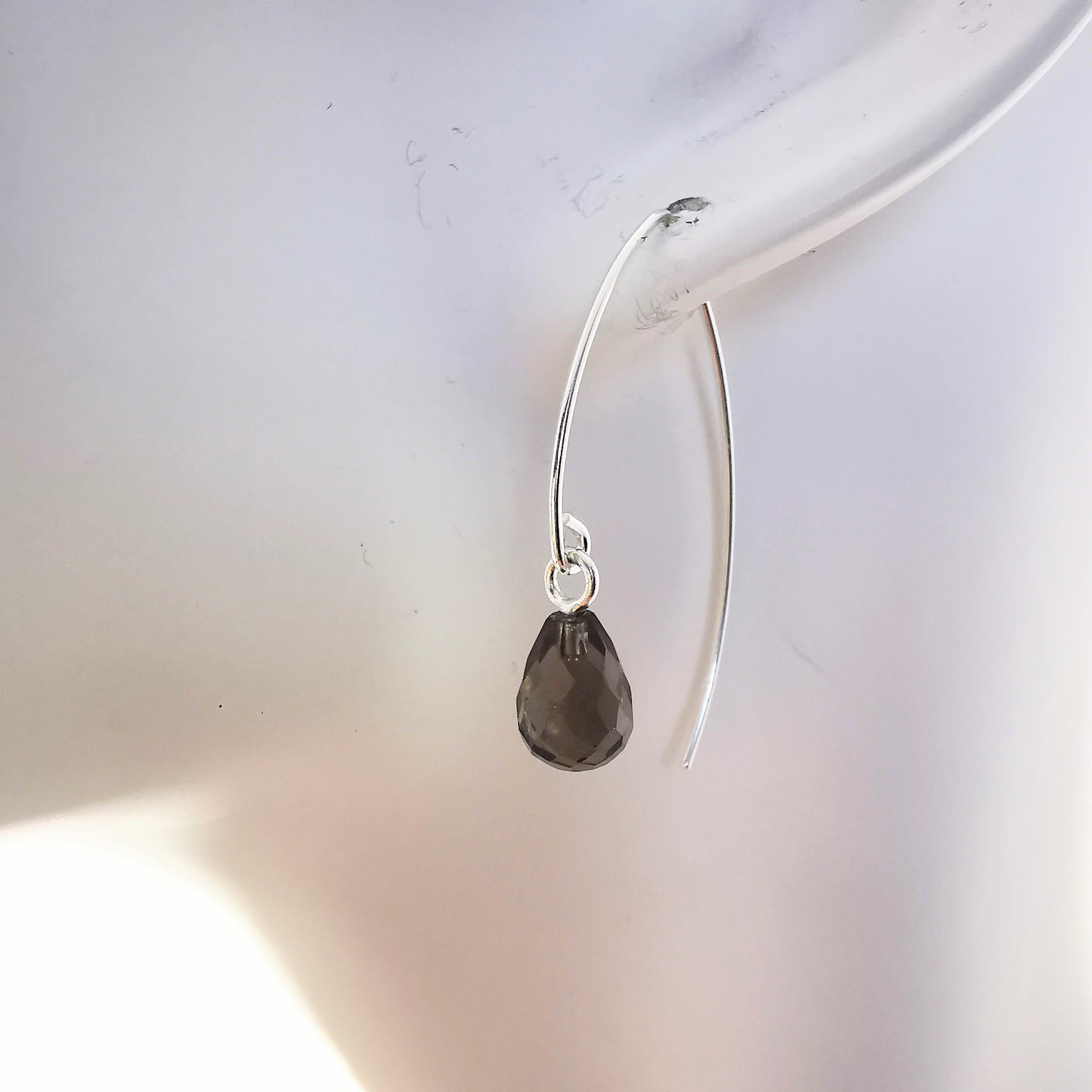 Sterling Silver Smokey Quartz Ear Wire Earrings - SKU 1646 - Sophellie Jewellery