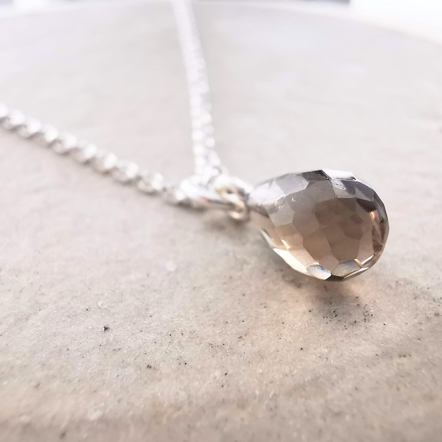 Sterling Silver Smokey Quartz Gemstone Necklace - SKU 1640 - Sophellie Jewellery