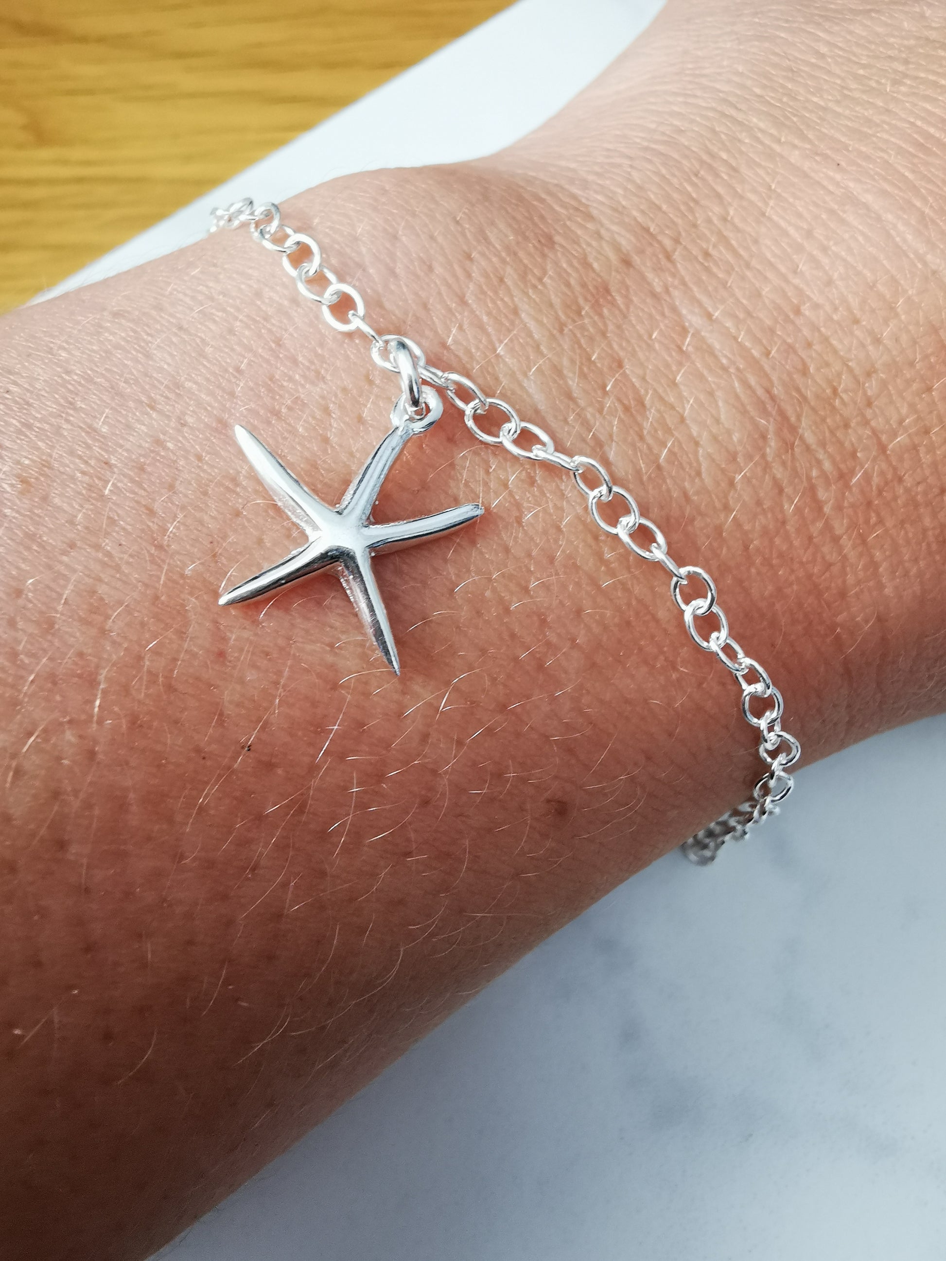 Sterling Silver Starfish Pendant Bracelet - SKU - Sophellie Jewellery