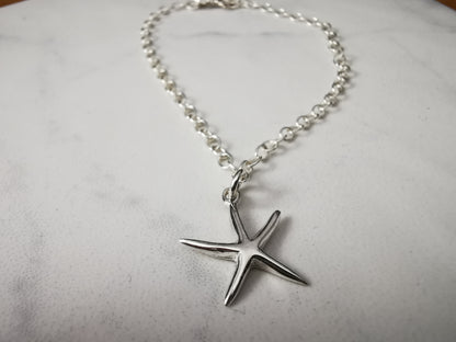 Sterling Silver Starfish Pendant Bracelet - SKU - Sophellie Jewellery