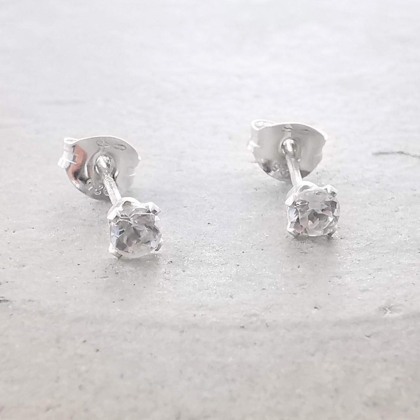 Sterling Silver White Topaz Stud Earrings - SKU 1648 - Sophellie Jewellery