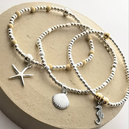 UNDER THE SEA - Sterling Silver Beach Bracelet Set - SKU 2247 - Sophellie Jewellery