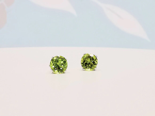 Sterling Silver Peridot Stud Earrings - SKU 794 - Sophellie Jewellery