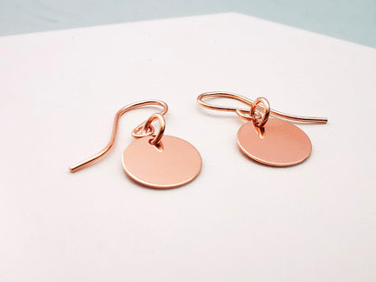 Rose Gold Disc Drop Earrings - SKU 711 - Sophellie Jewellery