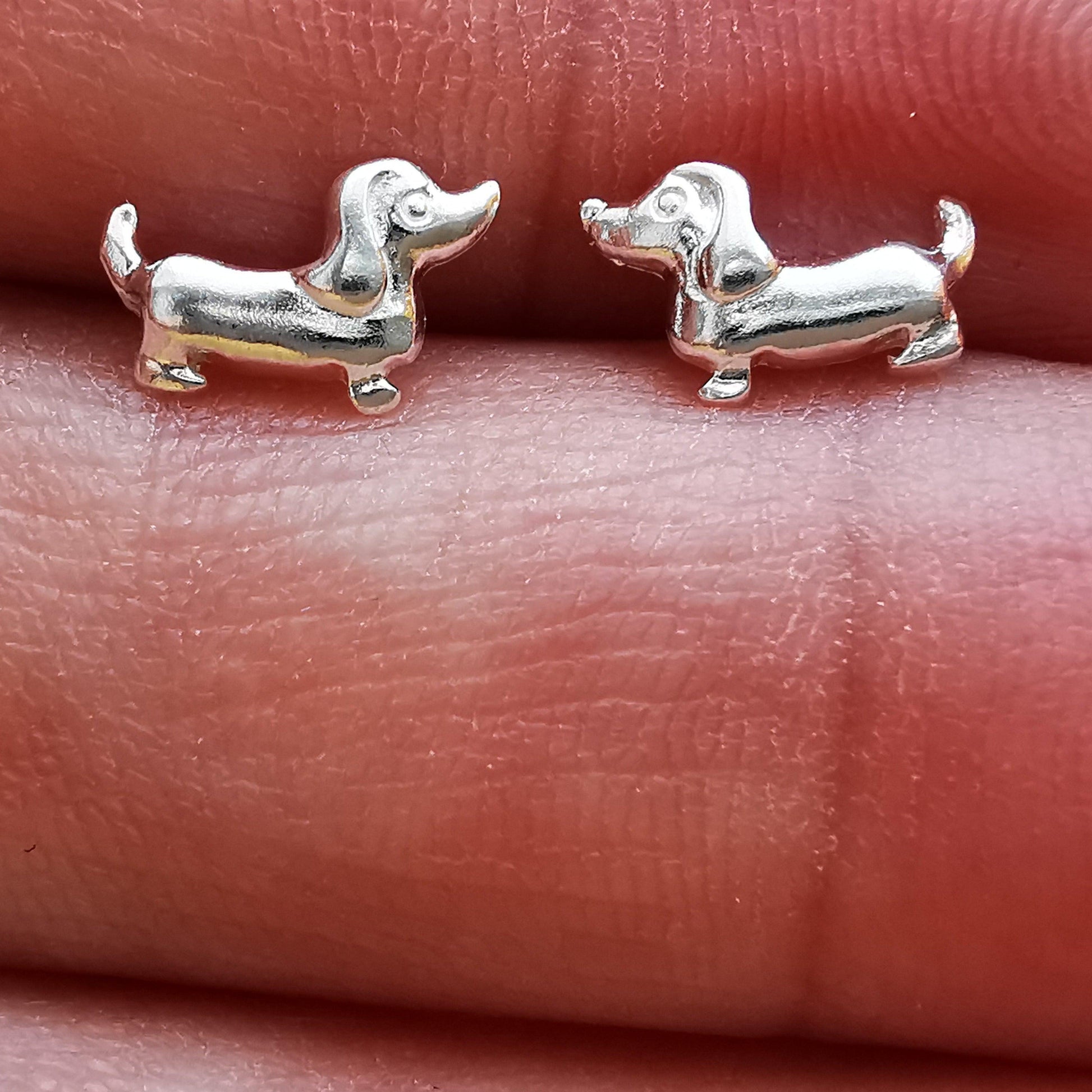 Sterling Silver Dachshund Stud Earrings - SKU 735 - Sophellie Jewellery