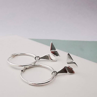 Sterling Silver Origami Butterfly Hoop Earrings - SKU 725 - Sophellie Jewellery