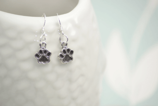 Sterling Silver Paw Dangle Earrings - SKU 044 - Sophellie Jewellery