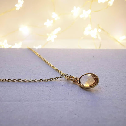 Gold Oval Citrine Pendant Necklace - SKU 1004 - Sophellie Jewellery