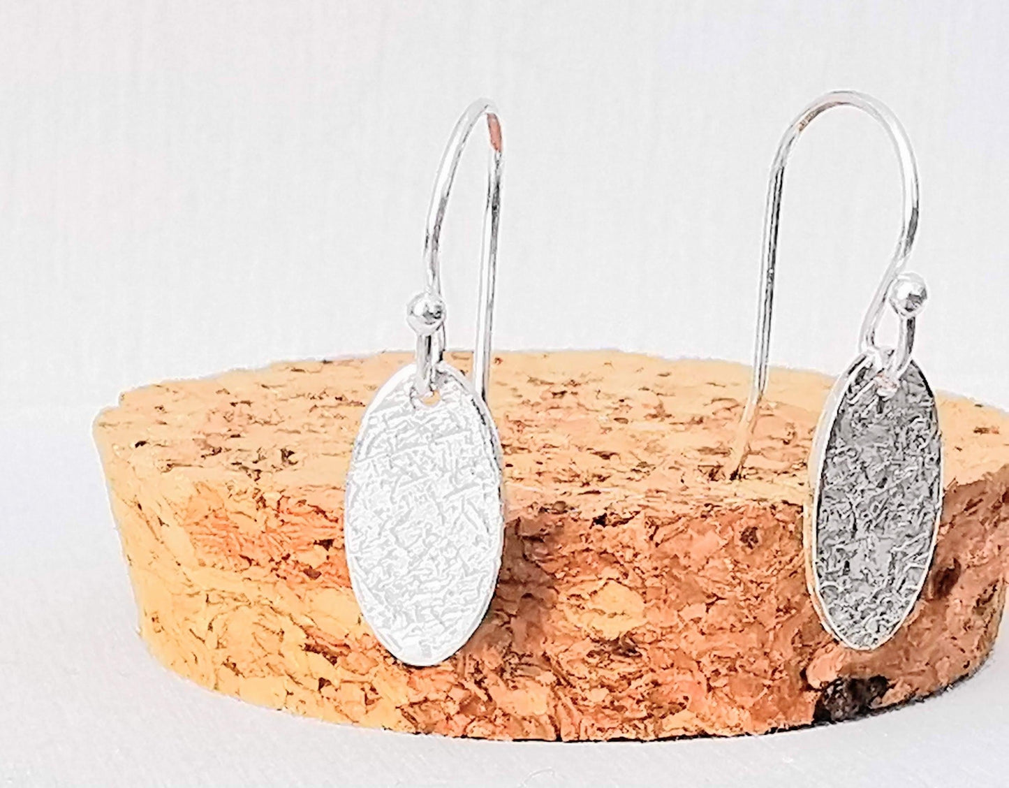 Sterling Silver Textured Oval Drop Earrings - SKU 1014 - Sophellie Jewellery