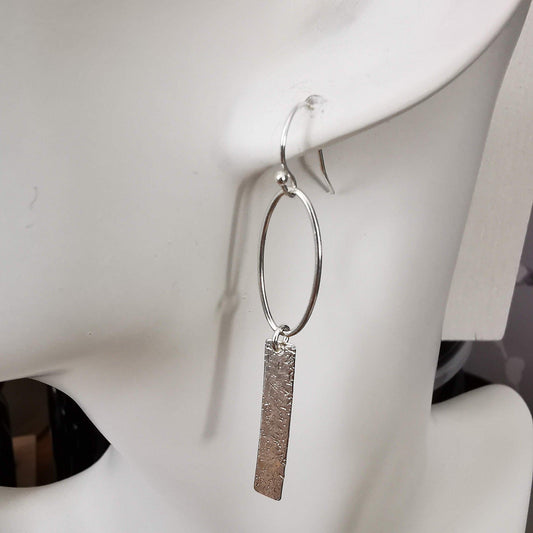 Sterling Silver Long Oblong Drop Earrings - SKU 1016 - Sophellie Jewellery