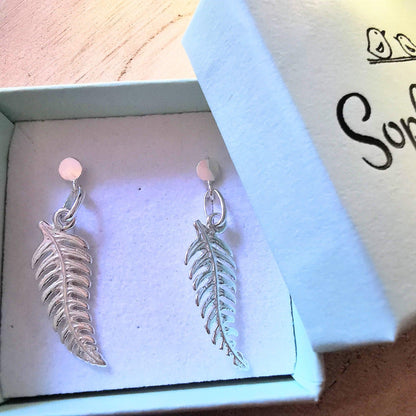 Sterling Silver Fern Leaf Stud Earrings - SKU 1025 - Sophellie Jewellery