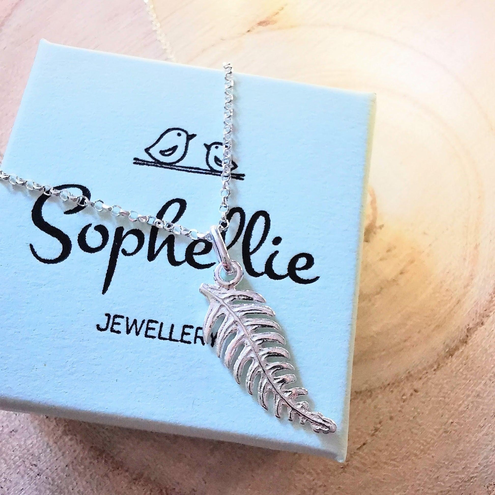 Silver Fern Leaf Pendant Necklace - SKU 1026 - Sophellie Jewellery