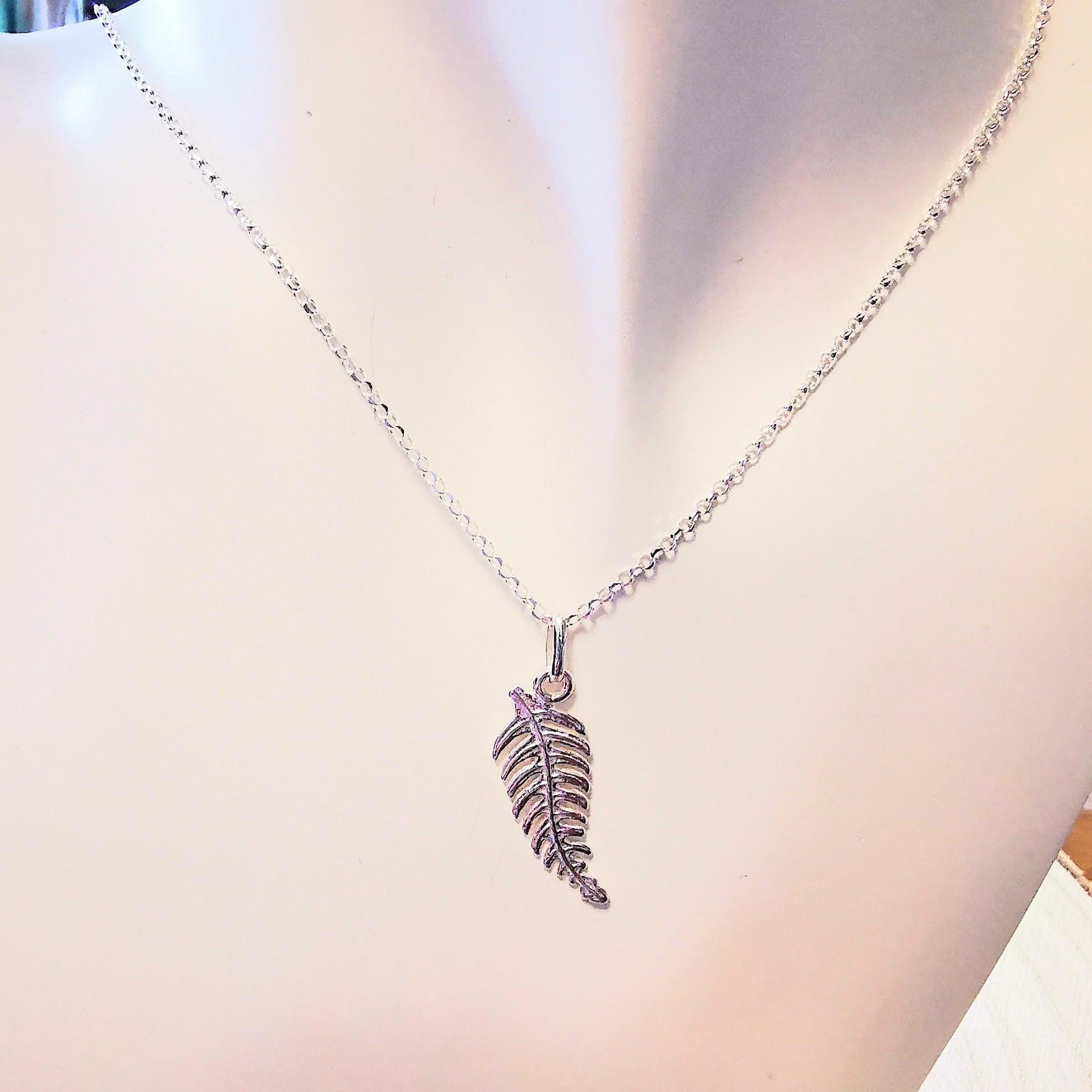 Silver Fern Leaf Pendant Necklace - SKU 1026 - Sophellie Jewellery