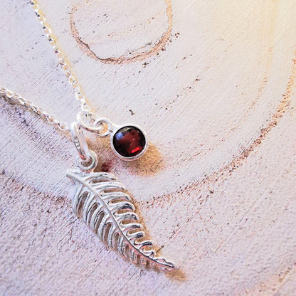 Sterling Silver Fern Lead and Gemstone Necklace - SKU 1028 - Sophellie Jewellery