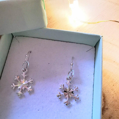 Silver Snowflake Ear Wire Earrings - SKU 1033 - Sophellie Jewellery