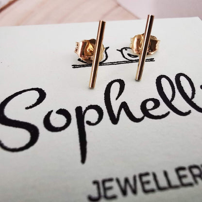 Gold Bar Stud Earrings - SKU 277 - Sophellie Jewellery