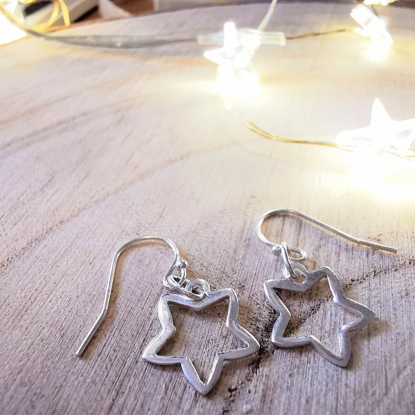 Sterling Silver Star Dangle Earrings - SKU 1049 - Sophellie Jewellery