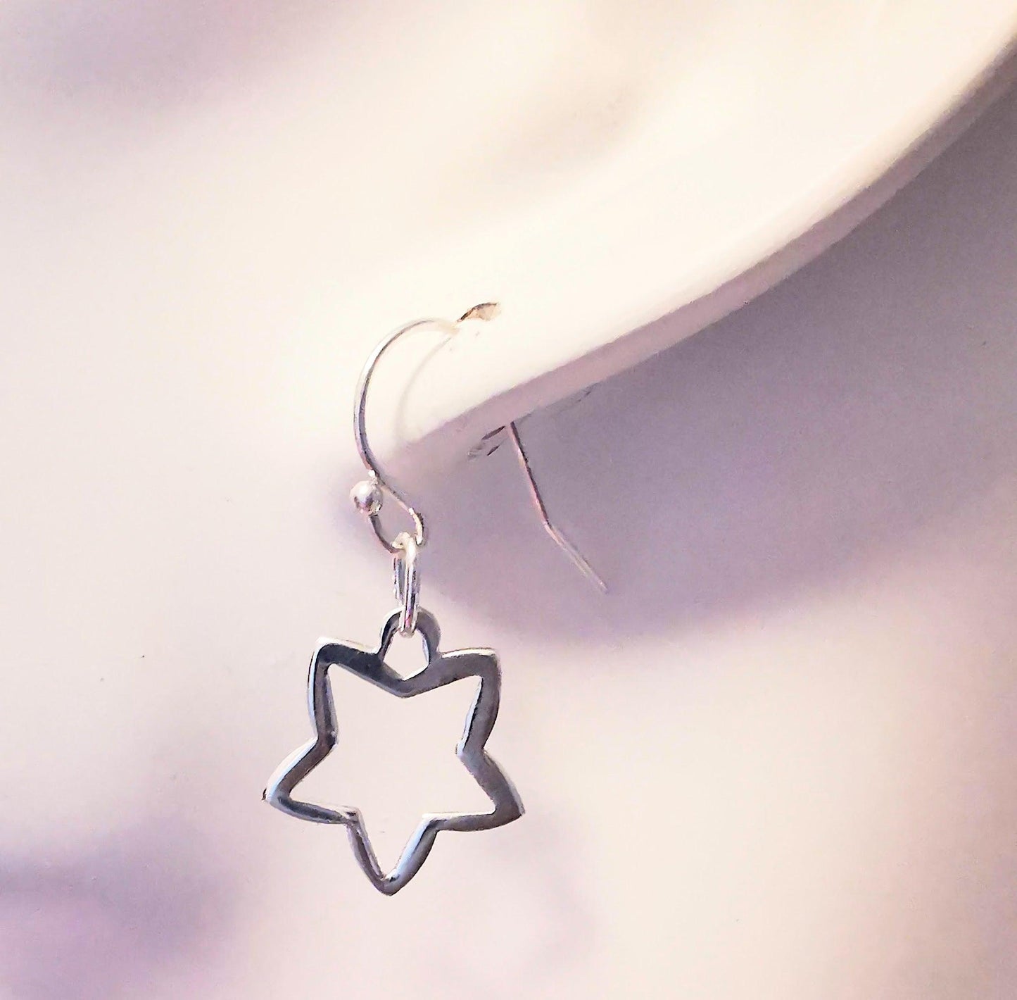 Sterling Silver Star Dangle Earrings - SKU 1049 - Sophellie Jewellery