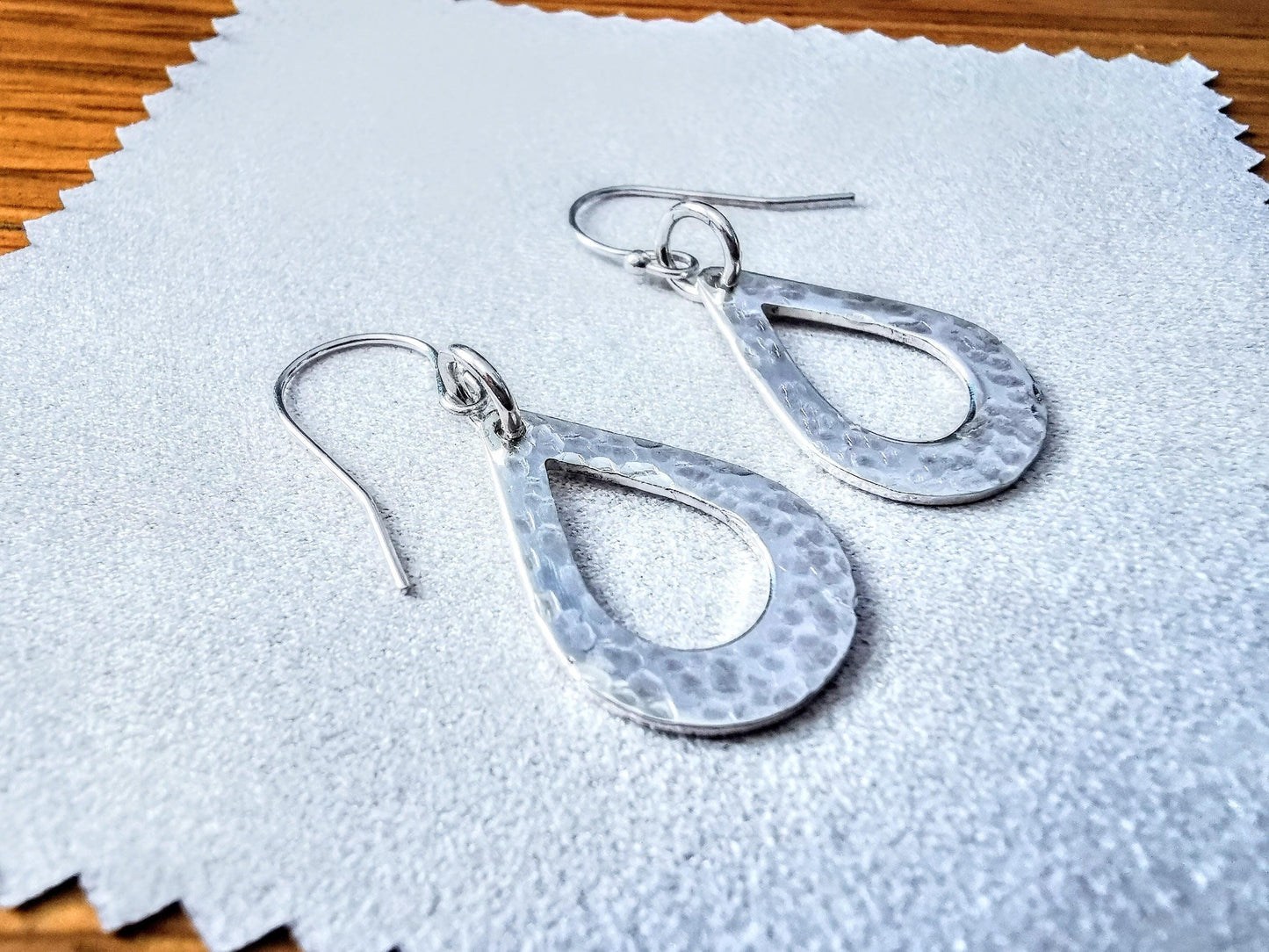 Silver Textured Teardrop Earrings - SKU 1056 - Sophellie Jewellery