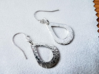 Silver Textured Teardrop Earrings - SKU 1056 - Sophellie Jewellery