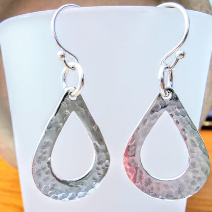 Silver Textured Teardrop Earrings - SKU 1056 - Sophellie Jewellery