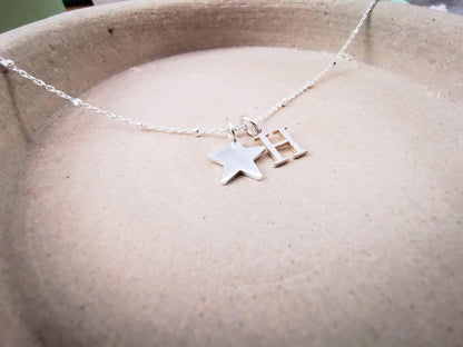 Sterling Silver Star and Initial Satellite Necklace - SKU 1061 - Sophellie Jewellery