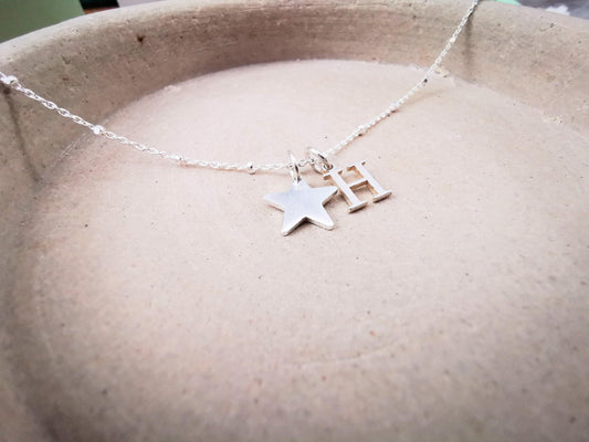 Sterling Silver Star and Initial Satellite Necklace - SKU 1061 - Sophellie Jewellery